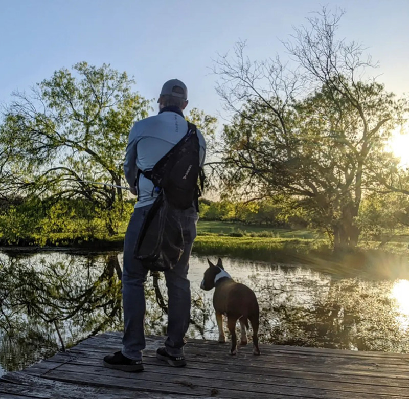 fishing with dog